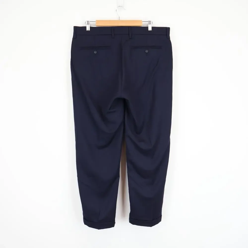 J.Crew Men's Classic Creased Wool Trouser Pant Navy Blue Size 36x30 NWT